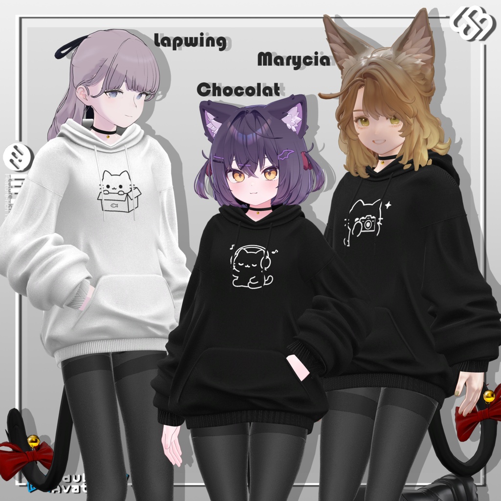【SALE 20% OFF】🐈⬛ Black Cat Hoodie【22アバター対応】