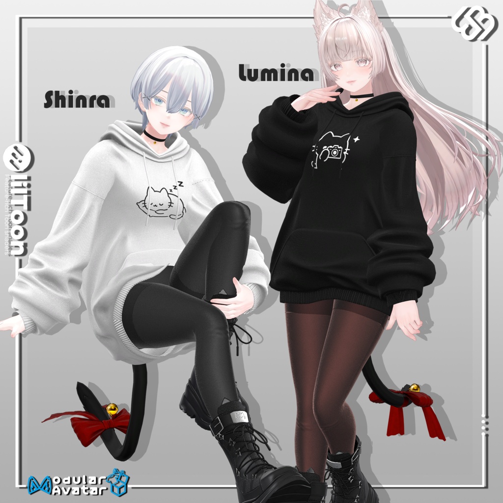 【SALE 20% OFF】🐈⬛ Black Cat Hoodie【22アバター対応】