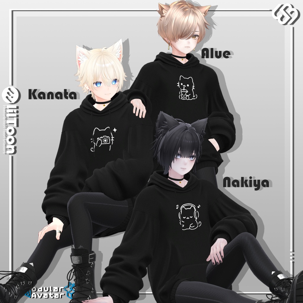 【SALE 20% OFF】🐈⬛ Black Cat Hoodie【22アバター対応】