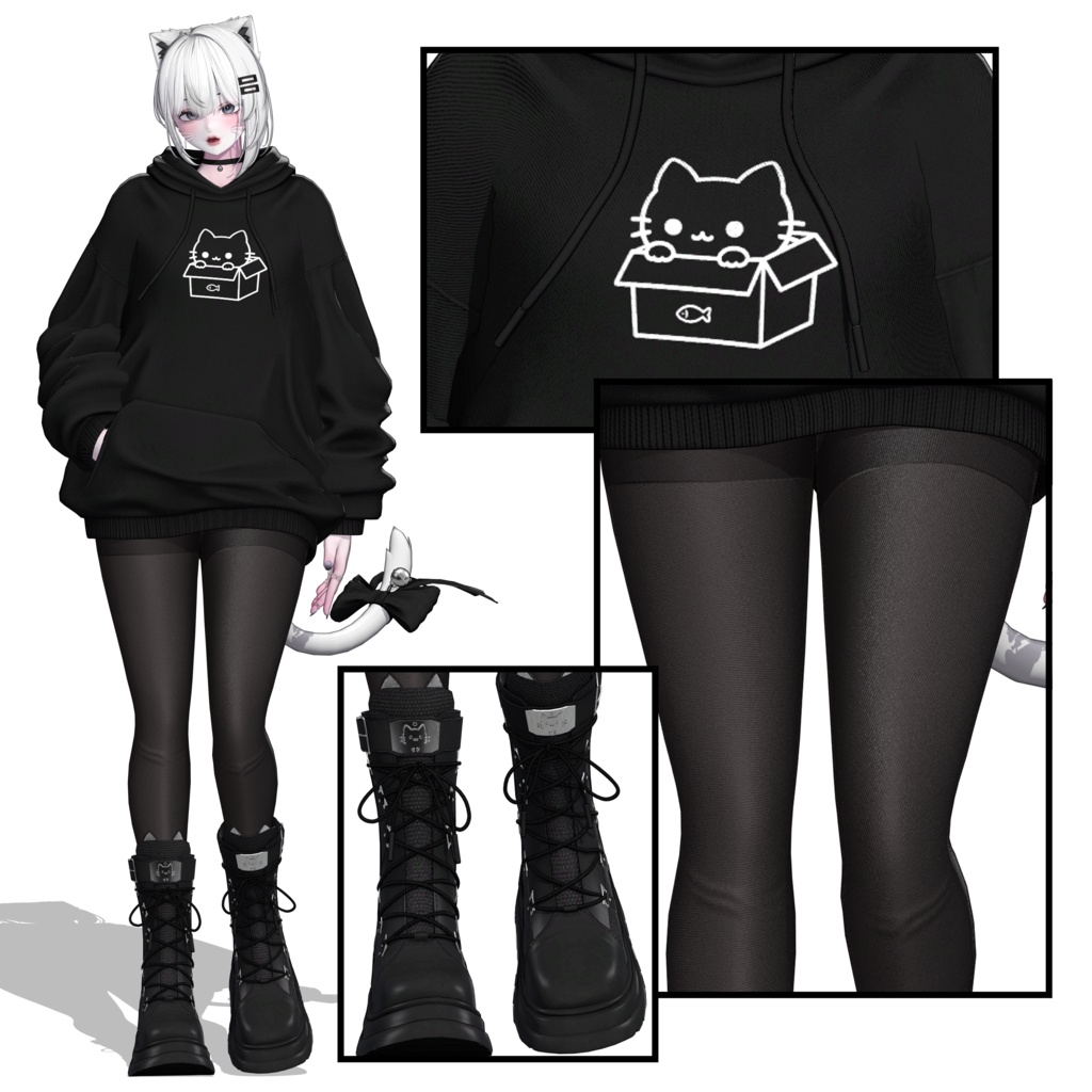 【SALE 20% OFF】🐈⬛ Black Cat Hoodie【22アバター対応】