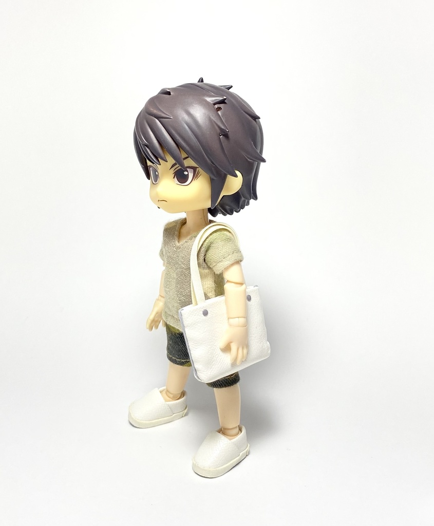 オビツ11 トートバッグ　ホワイト×グレー