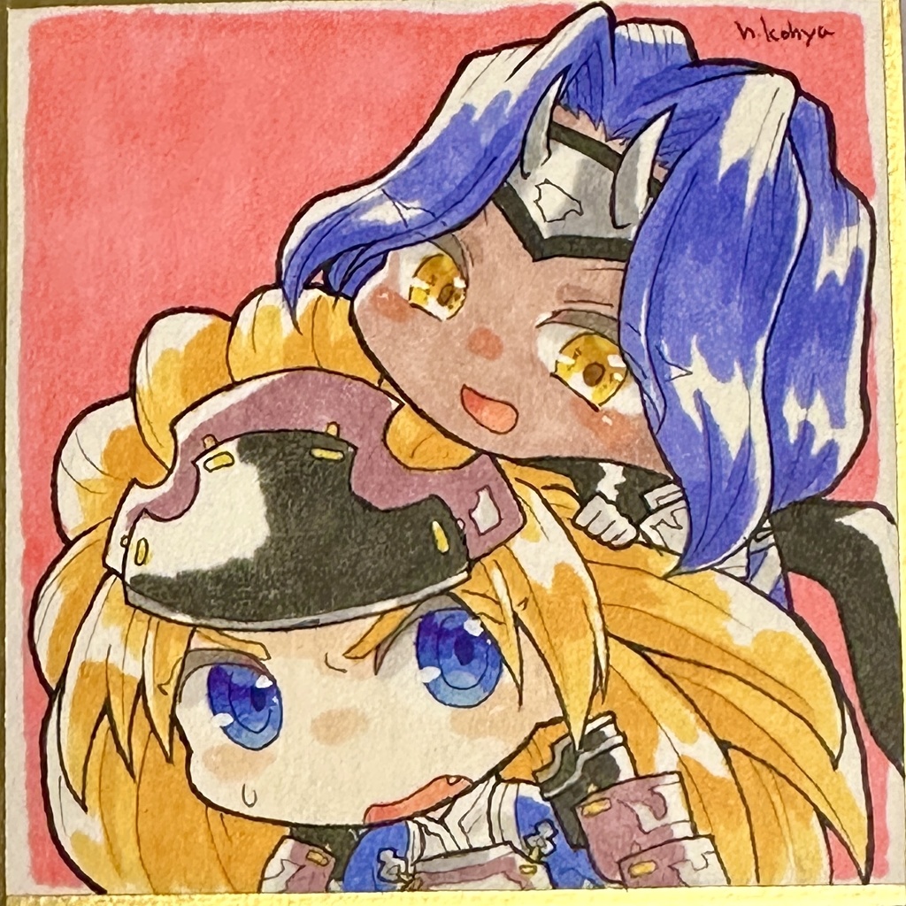 【豆色紙原画】聖剣3デュラン(ソードマスター)＆ホークアイ(ニンジャマスター)