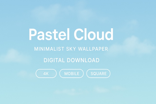 【3サイズ】パステル雲ミニマル背景4枚セット(4K / スマホ / 正方形)