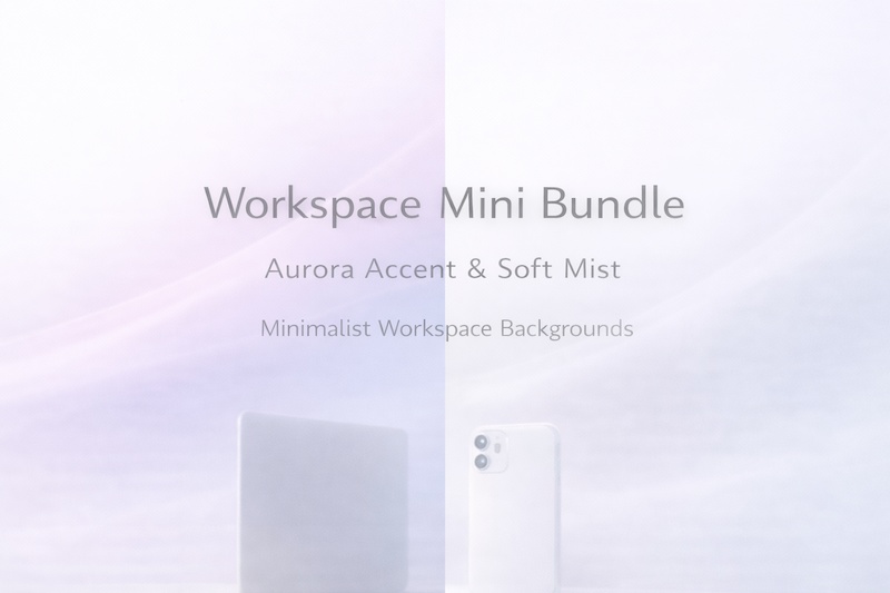 Workspace Mini Bundle – Minimalist Workspace Wallpapers (Aurora Accent & Soft Mist)