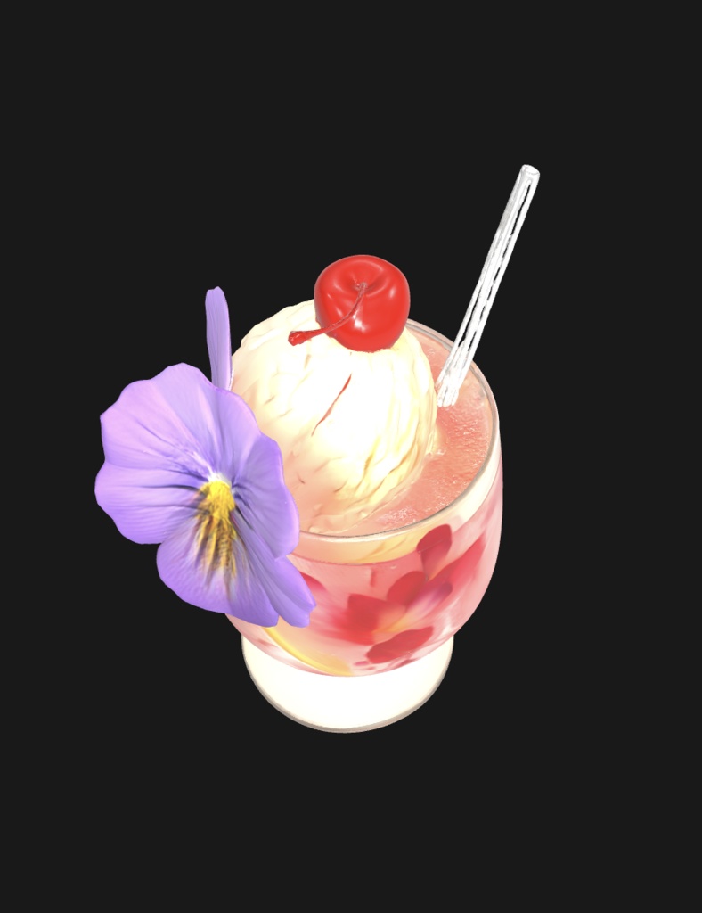 冷えピーチクリームソーダ(3Dモデル)