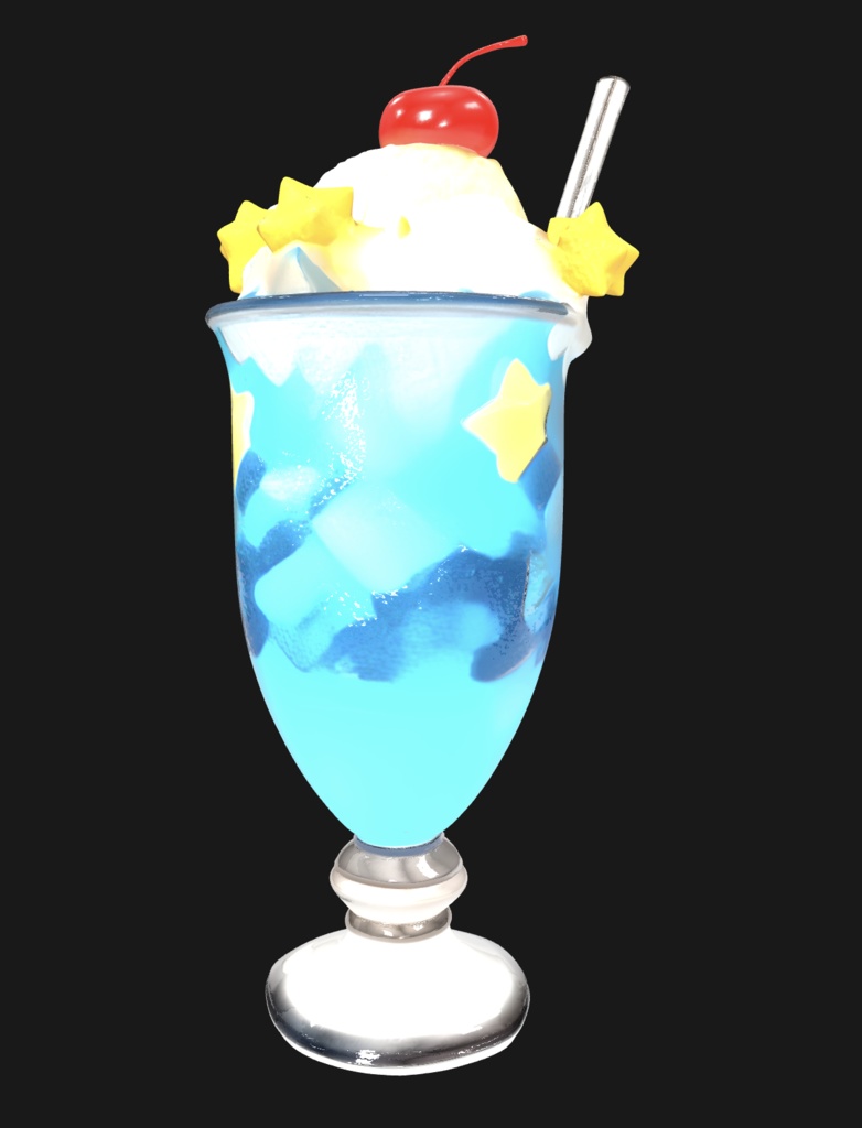 冷えクリームソーダ3点セット(3Dモデル)