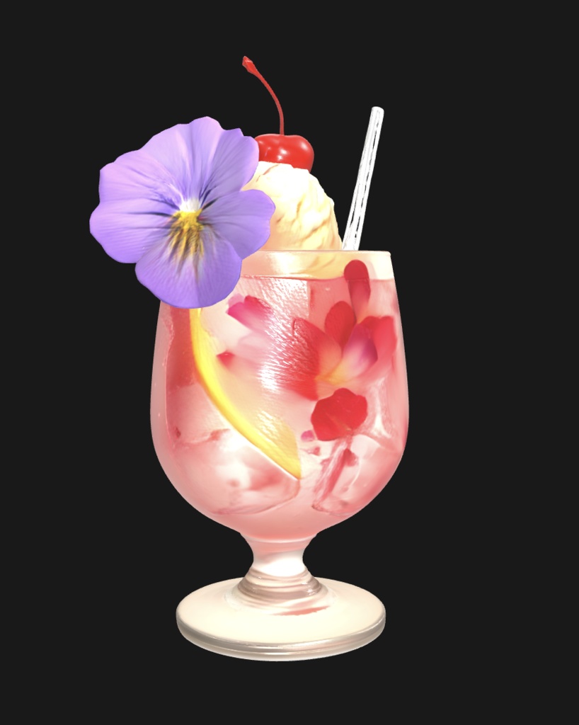 冷えクリームソーダ3点セット(3Dモデル)