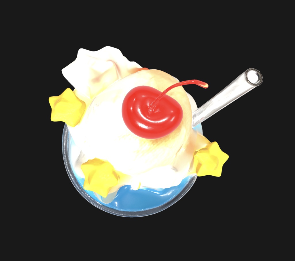 冷えクリームソーダ3点セット(3Dモデル)