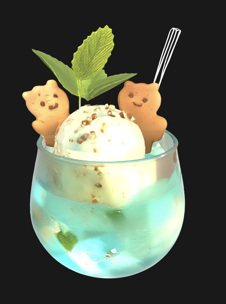 冷えクリームソーダ3点セット(3Dモデル)