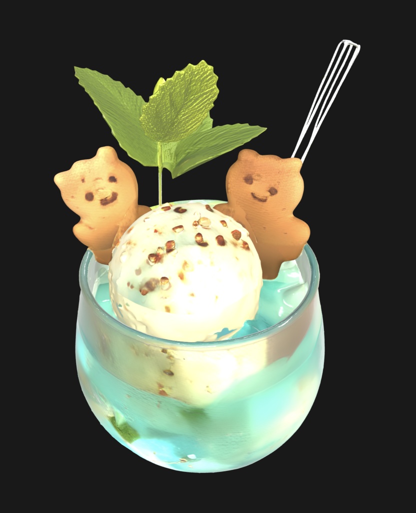 冷えクリームソーダ3点セット(3Dモデル)