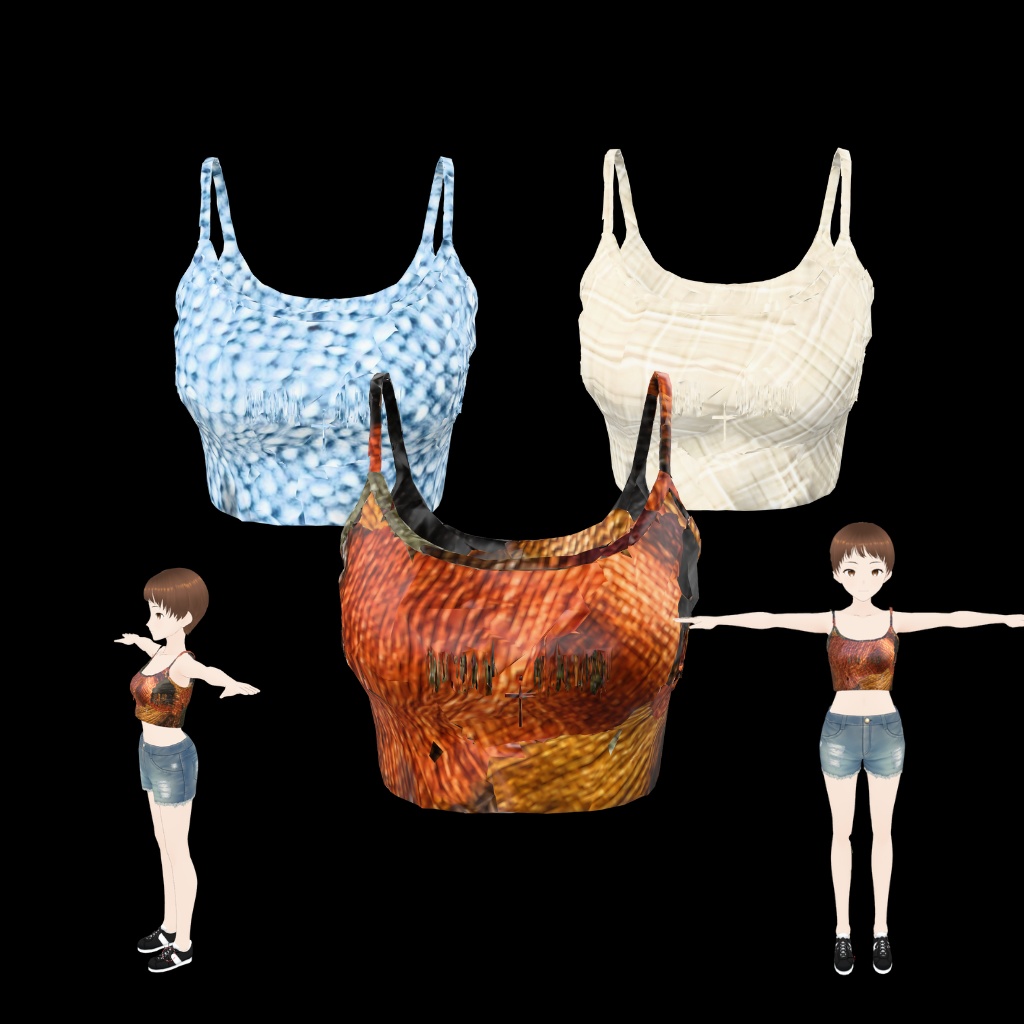 Hemp Tanktop 3color set|VRM・GLB対応(Rina着用モデル付き)