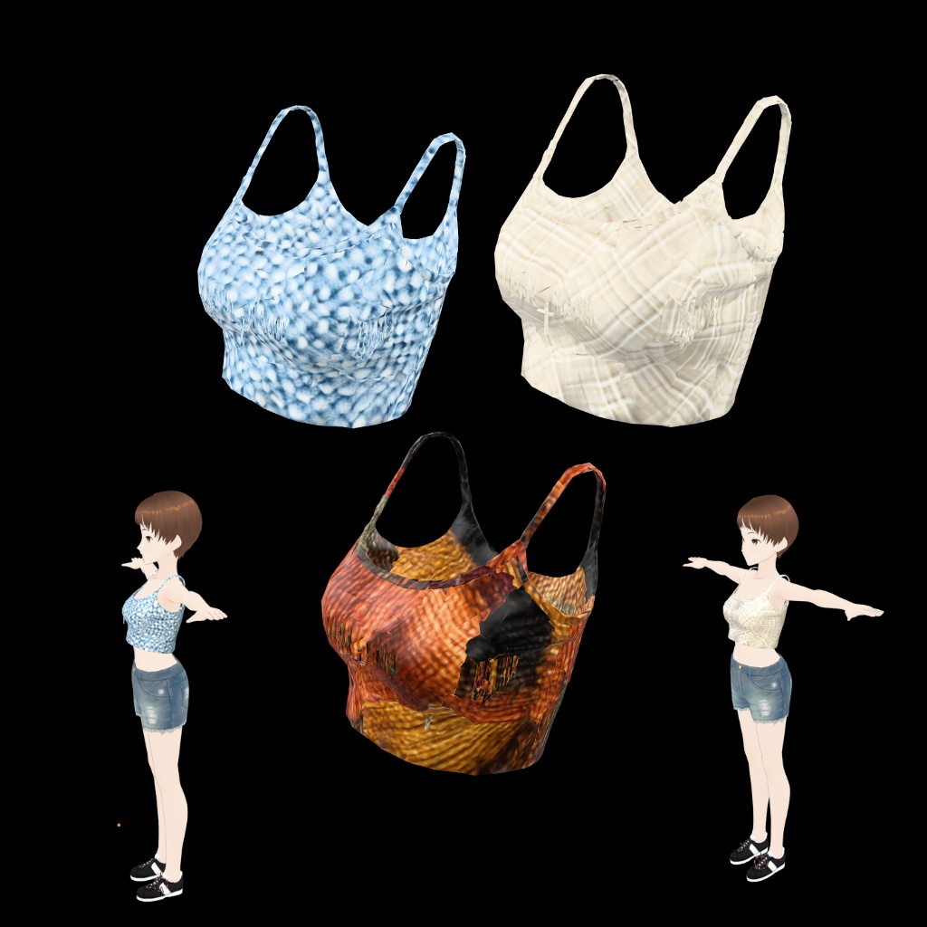 Hemp Tanktop 3color set|VRM・GLB対応(Rina着用モデル付き)