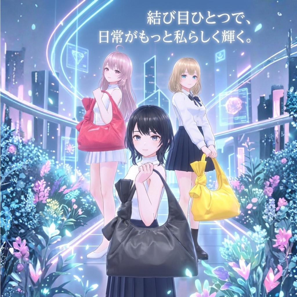 Noir Knot Bag3点セット(Black、Butter Yellow、Rose Red)