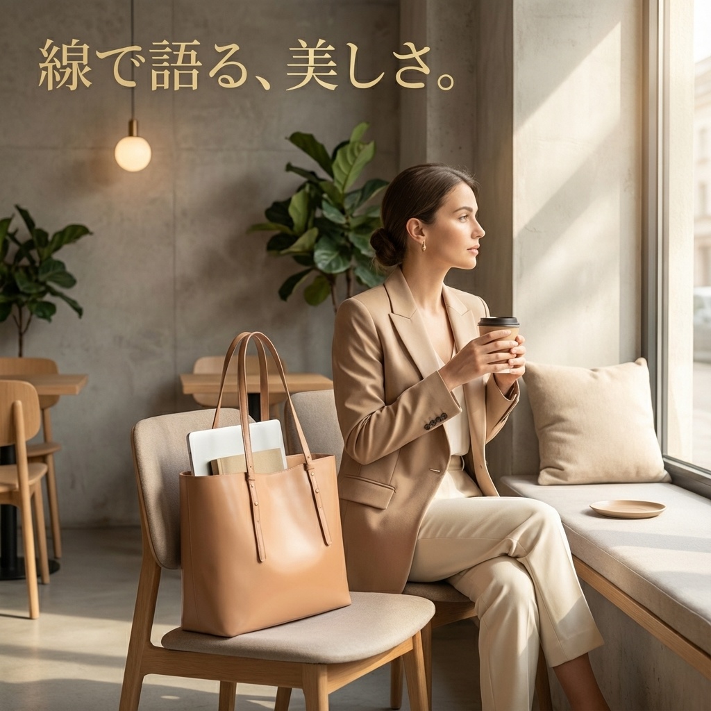 Noir Line Tote – Soft Beige