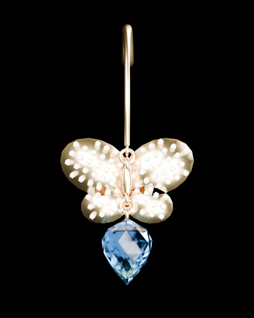 Crystal Butterfly Earrings|クリスタル蝶イヤリング【VRChat / PhysBone対応】