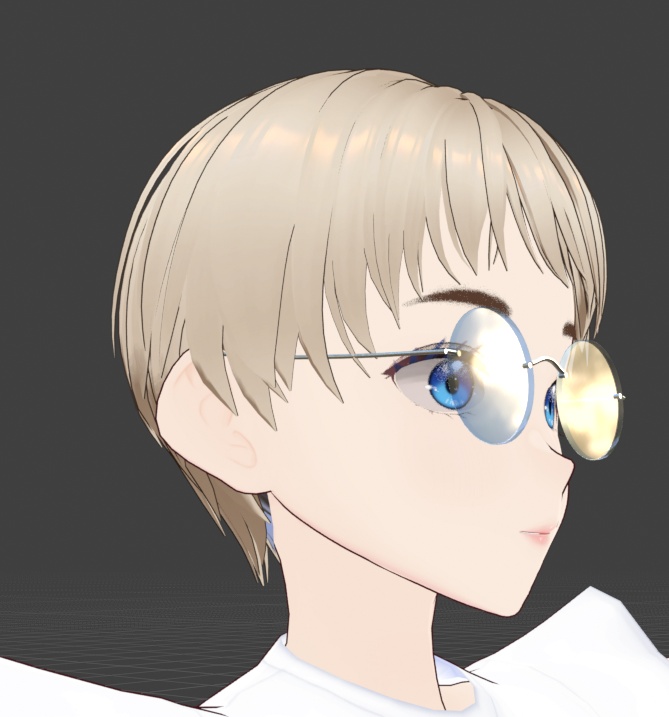 ブルーリムレスサングラス / Blue Rimless Sunglasses【3Dモデル】