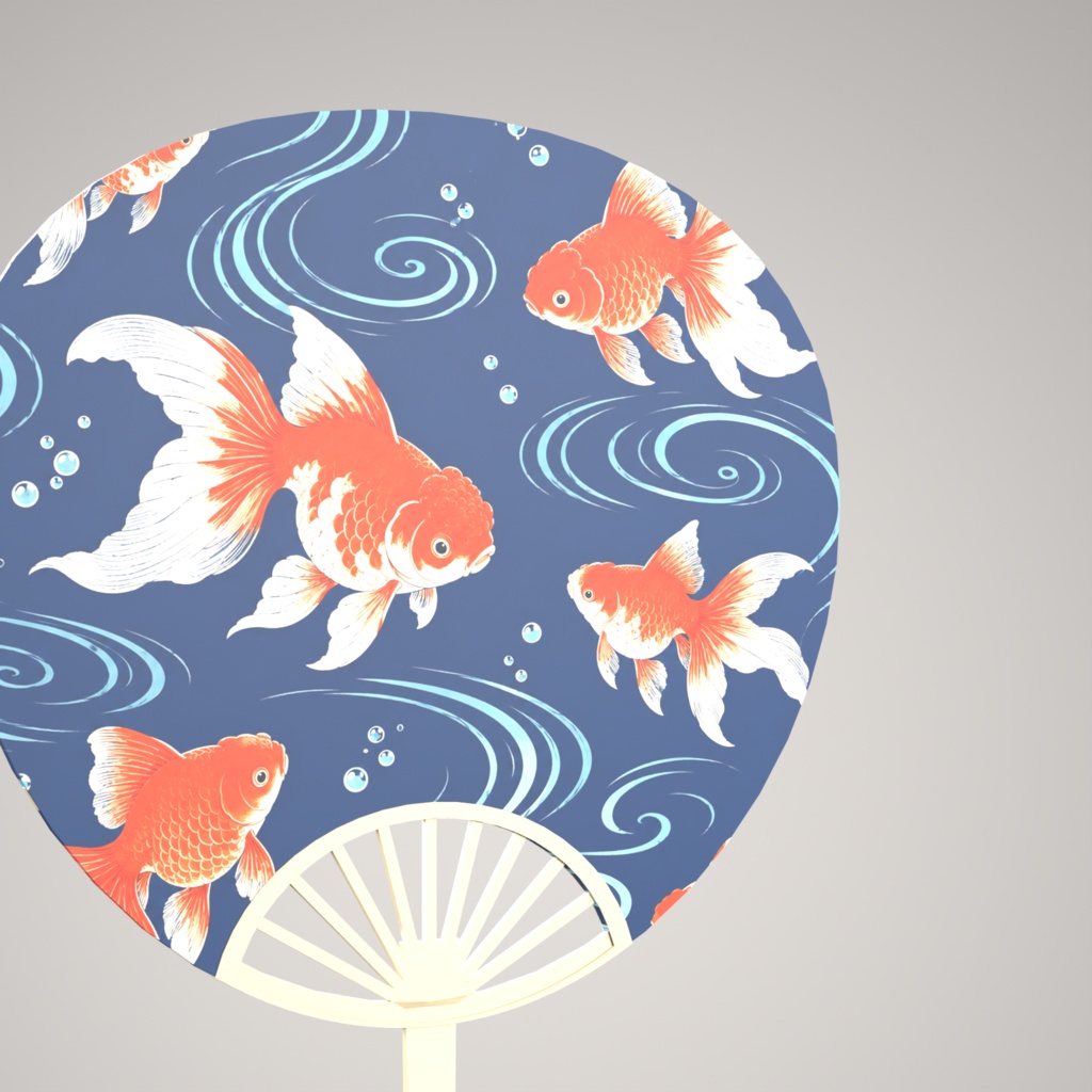 【VRChat向け】夏祭りセット 蝶のかんざしと金魚うちわ