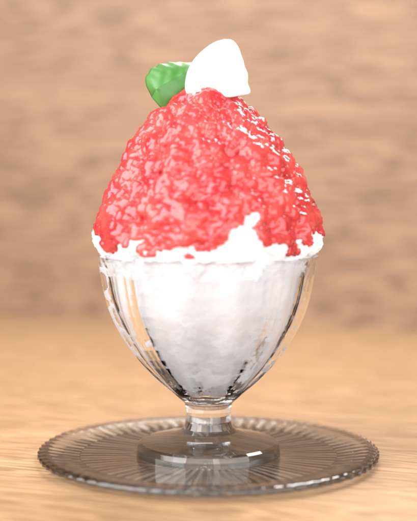いちごのかき氷(3Dモデル)|VRChat対応・低ポリ版同梱
