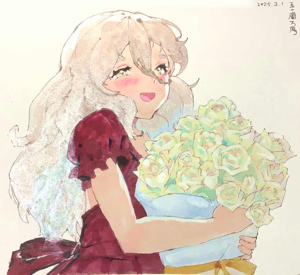 大色紙　五十嵐万剛　花束とポーラ