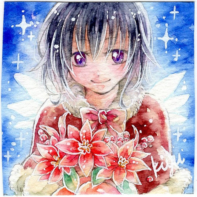 ミニ原画「ポインセチア」