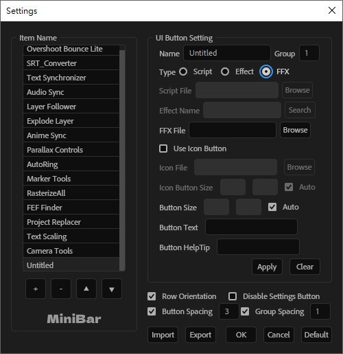 【After Effects スクリプト】MiniBar