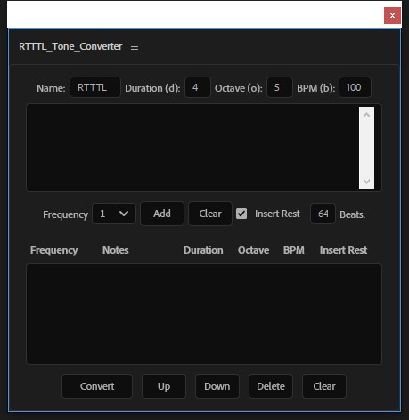 【After Effects スクリプト】 RTTTL Tone Converter