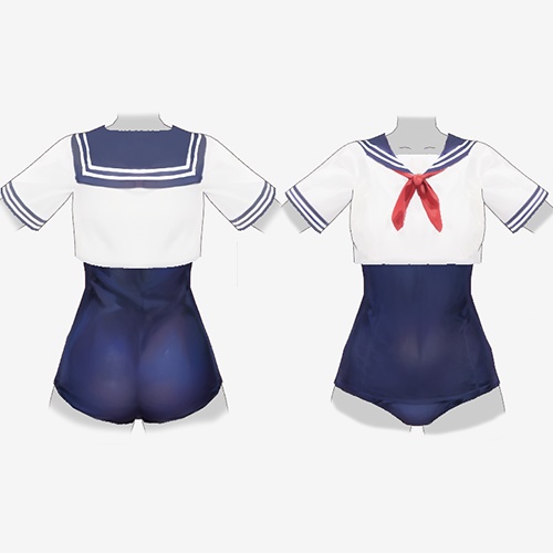【Vroid】ミニセーラー服+スクール水着