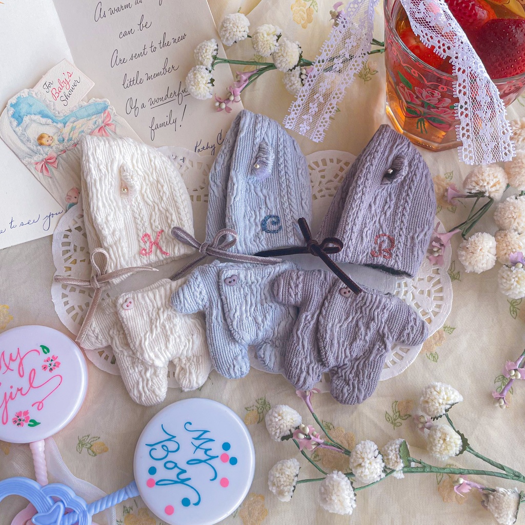 (12cm size)cafébear babyrompers&bonnet set