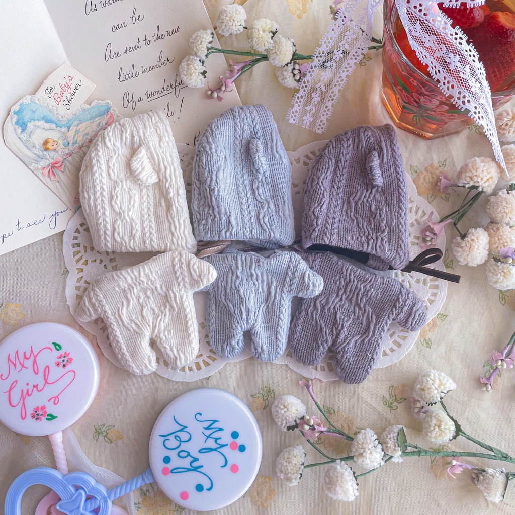 (12cm size)cafébear babyrompers&bonnet set