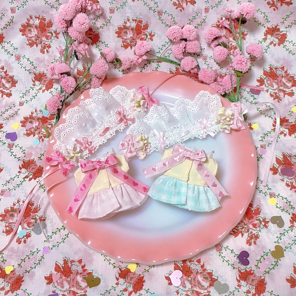 oriental doll dress &half bonnet set