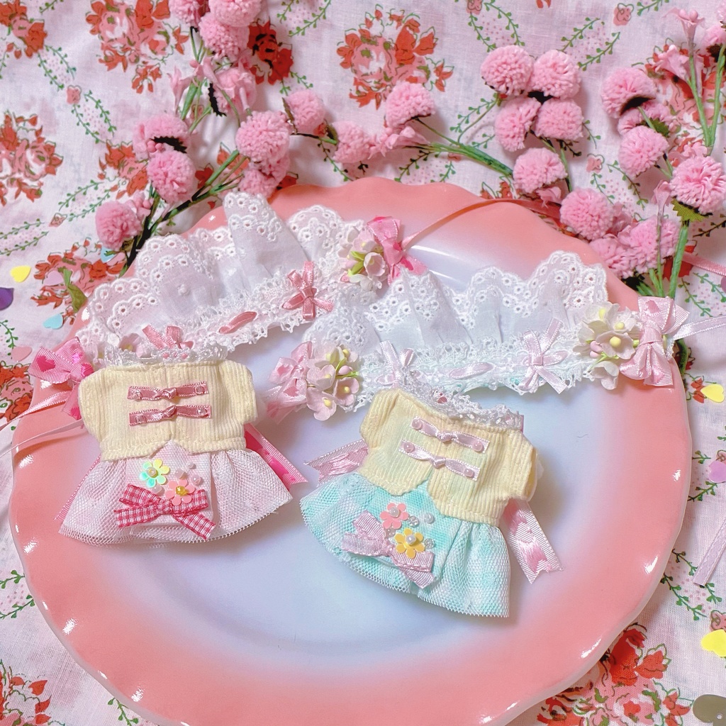 oriental doll dress &half bonnet set