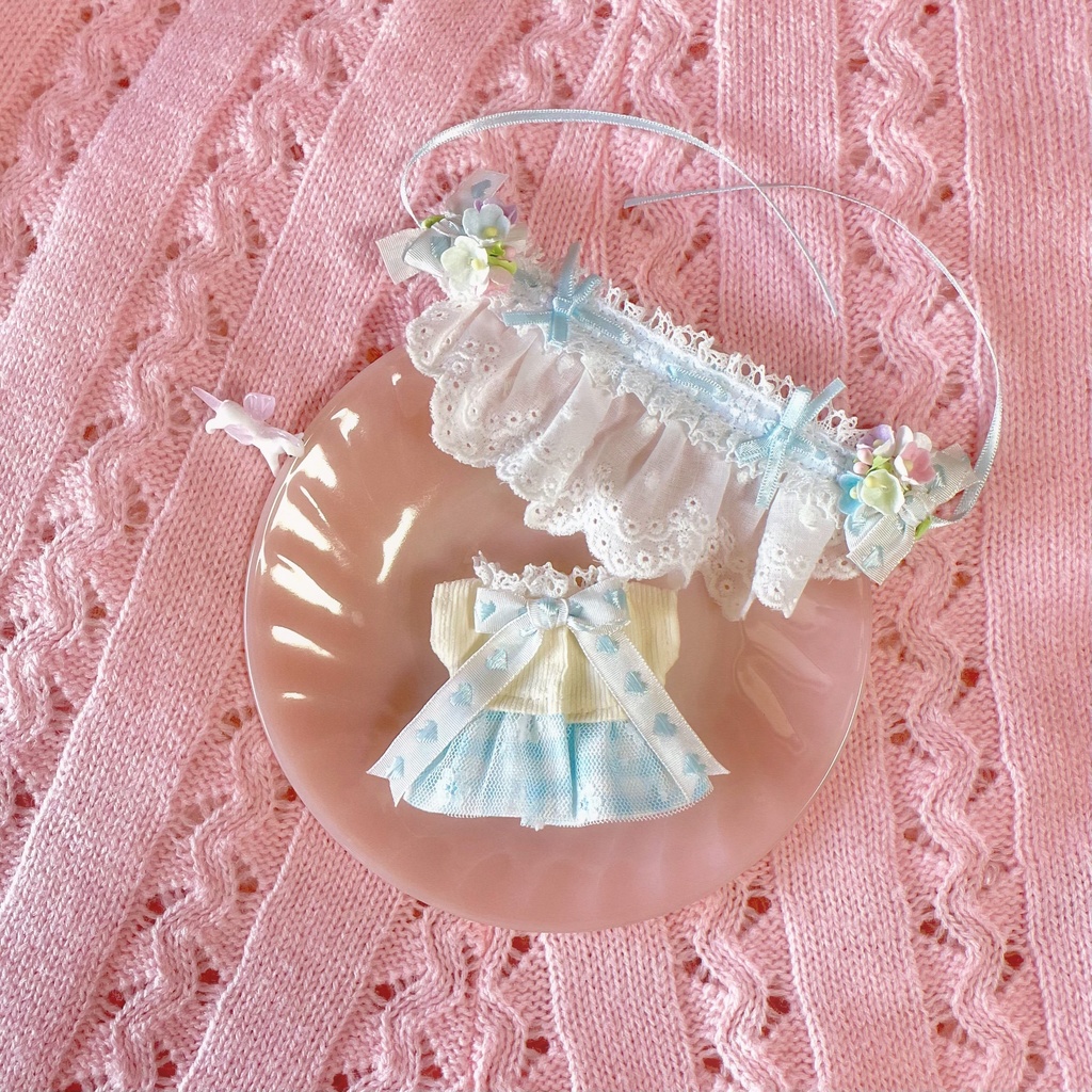 oriental doll dress &half bonnet set