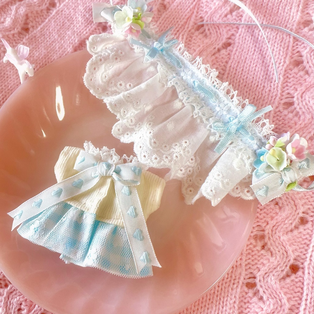 oriental doll dress &half bonnet set