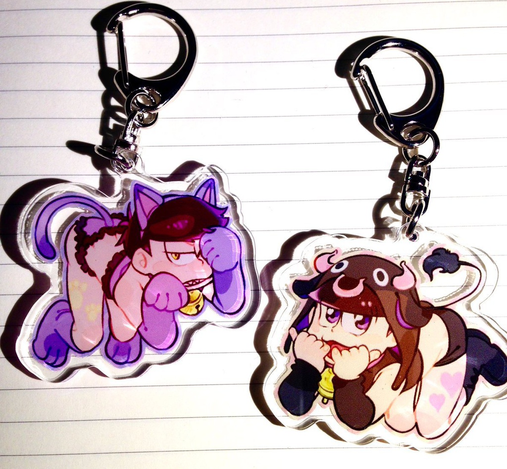 ■一松(セクシーニャンコver)/トド松(佐賀牛ver) アクリルキーホルダー50×50mm