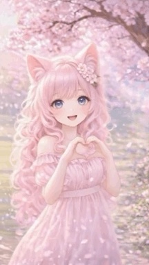 【桜子猫のスマホ壁紙11枚セット】Moelleux Mew(モワルー・ミュー) 桜とピンクのふわふわ子猫のスマホ壁紙セット