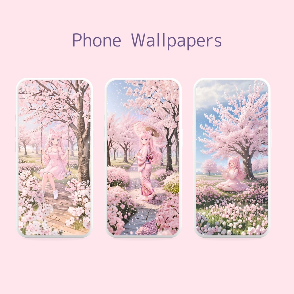 桜色のMiu 壁紙セット|スマホ&PC用 6枚セット