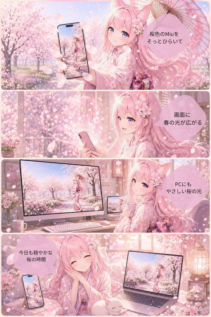 桜色のMiu 壁紙セット|スマホ&PC用 6枚セット
