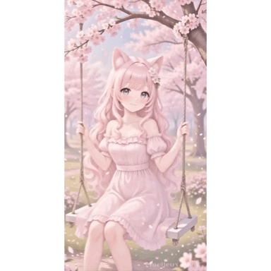 【3枚セット】桜の花びらと猫耳少女壁紙🌸 | Sakura Cat Girl Wallpaper Set