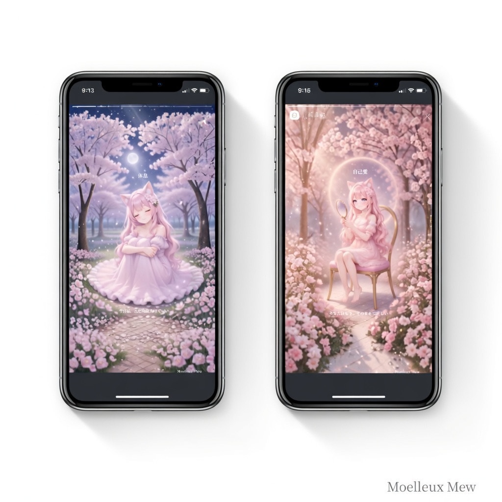 猫耳少女Miuのオラクルカード壁紙セット 10枚 〜やさしい言葉を、スマホの中に〜