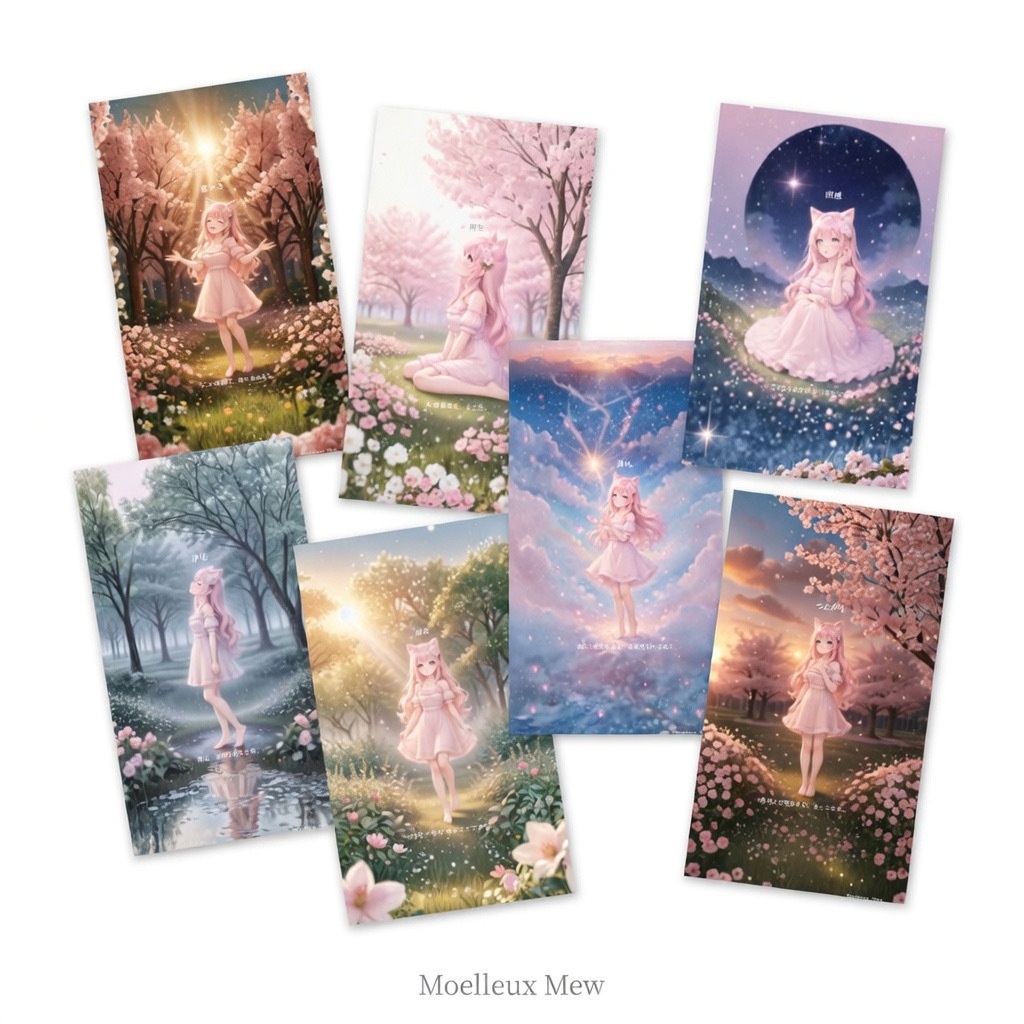 猫耳少女Miuのオラクルカード壁紙セット 10枚 〜やさしい言葉を、スマホの中に〜