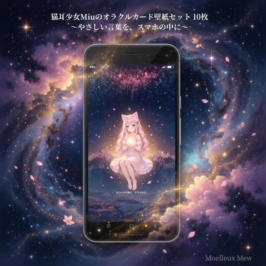 猫耳少女Miuのオラクルカード壁紙セット 10枚 〜やさしい言葉を、スマホの中に〜
