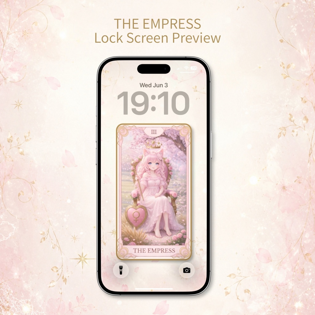 【Miu】猫耳少女のタロットロック画面壁紙5枚セット|パステルゆめかわスマホ待ち受け