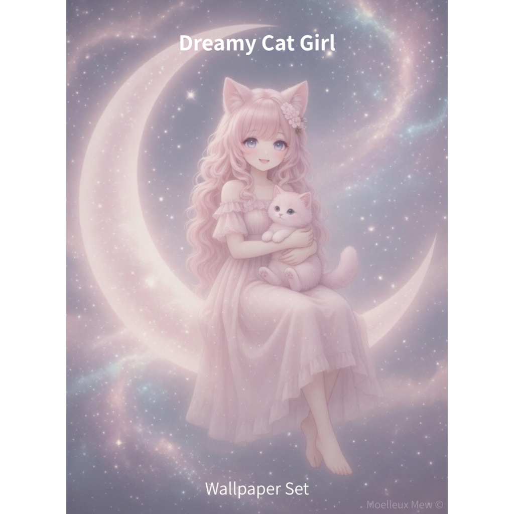 Miu Dreamy Night ピンク猫耳少女 マッチング壁紙5枚セット