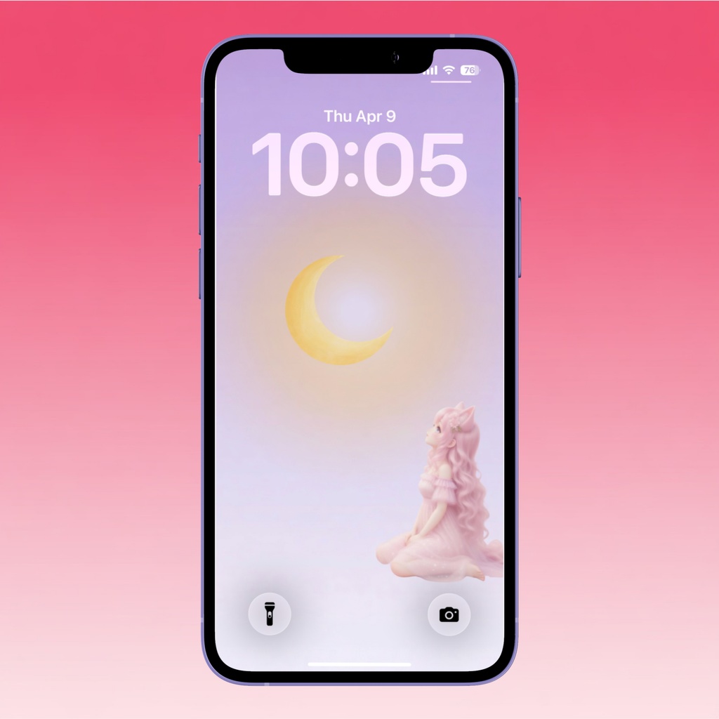 ピンク×ラベンダー iPhoneテーマ｜壁紙＋アプリアイコン9個セット