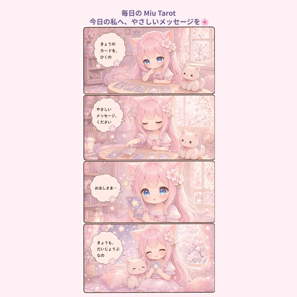 Miu Intuitive Tarot|猫耳少女のやさしいタロットPDF+Webアプリ|大アルカナ22枚・便利なデジタル栞付き