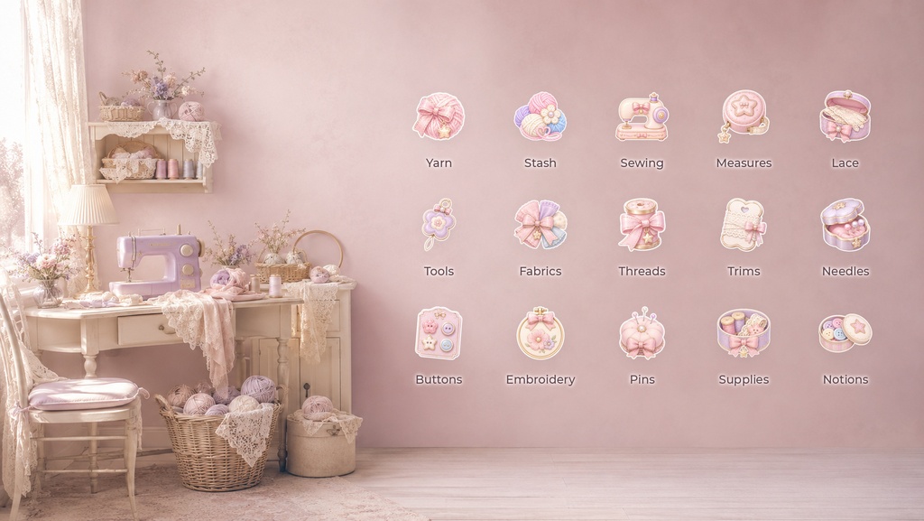 Petite Mercerie|ソーイング&ニットのデスクトップアイコン&フォルダー30種|Mac・Windows対応