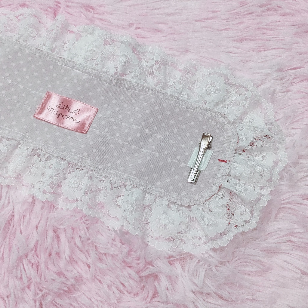 薔薇レースのドット柄ヘッドドレス