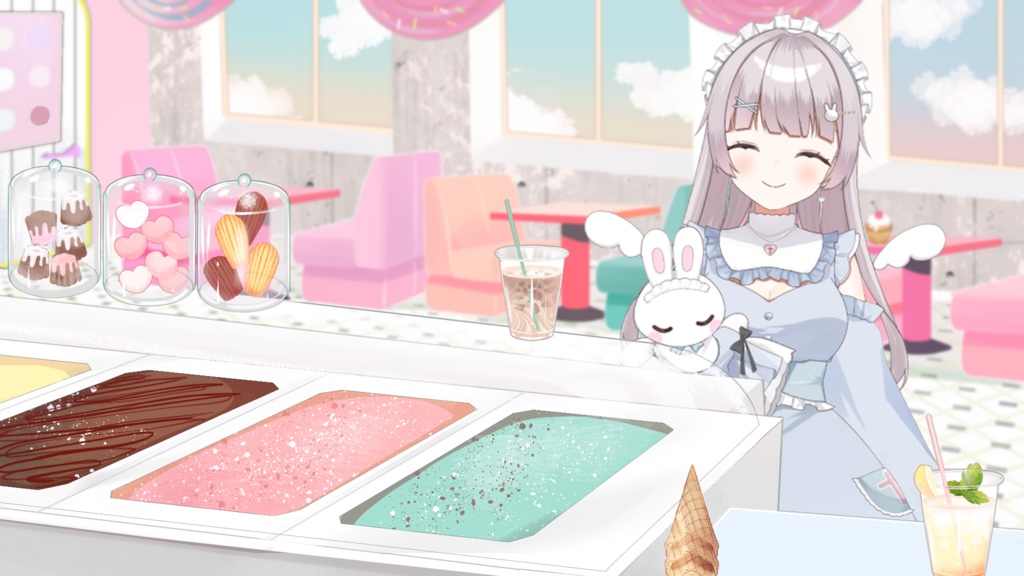 【Vtuber配信向け】アイスクリームショップ配信用背景