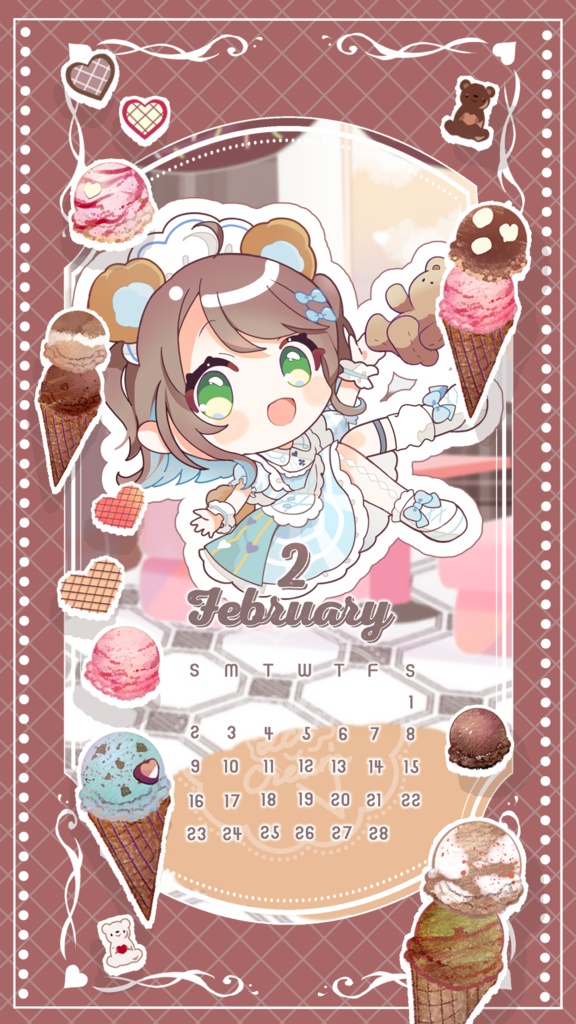 【2,3月】カレンダー待ち受け【商用利用可】