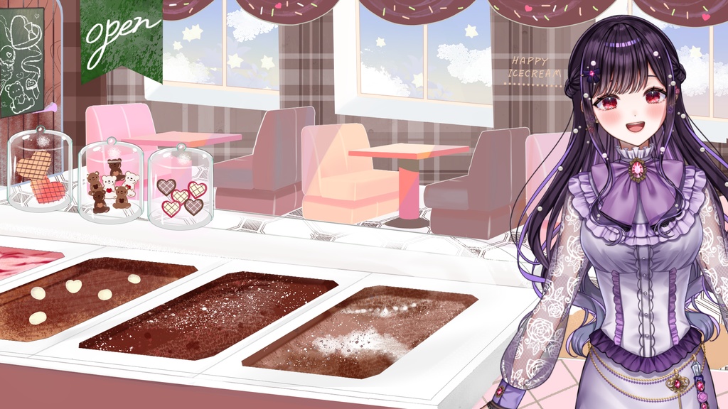 【Vtuber配信向け】チョコレートアイスクリームショップ配信用背景